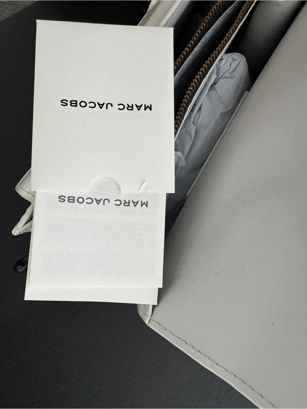 Marc Jacobs White Croc-Embossed Satchel with Black Chain Strap